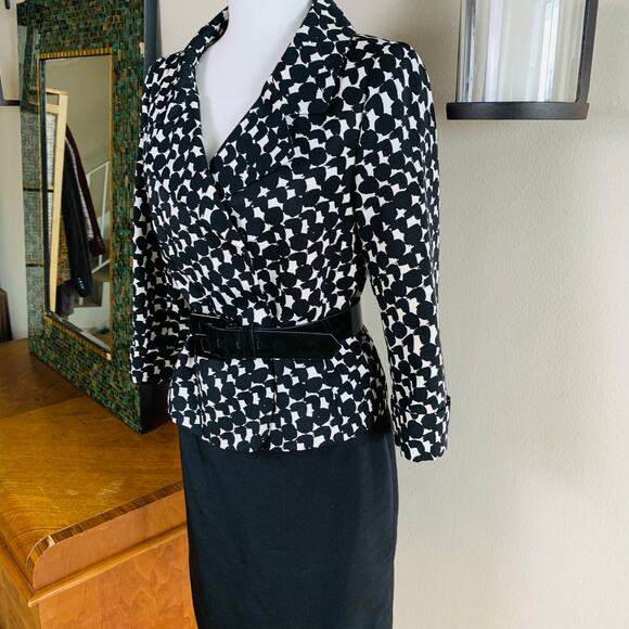Tahari ASL Petite Size 4P 2-Piece Skirt Suit Blazer Jacket Black Career Formal - Picture 3 of 14